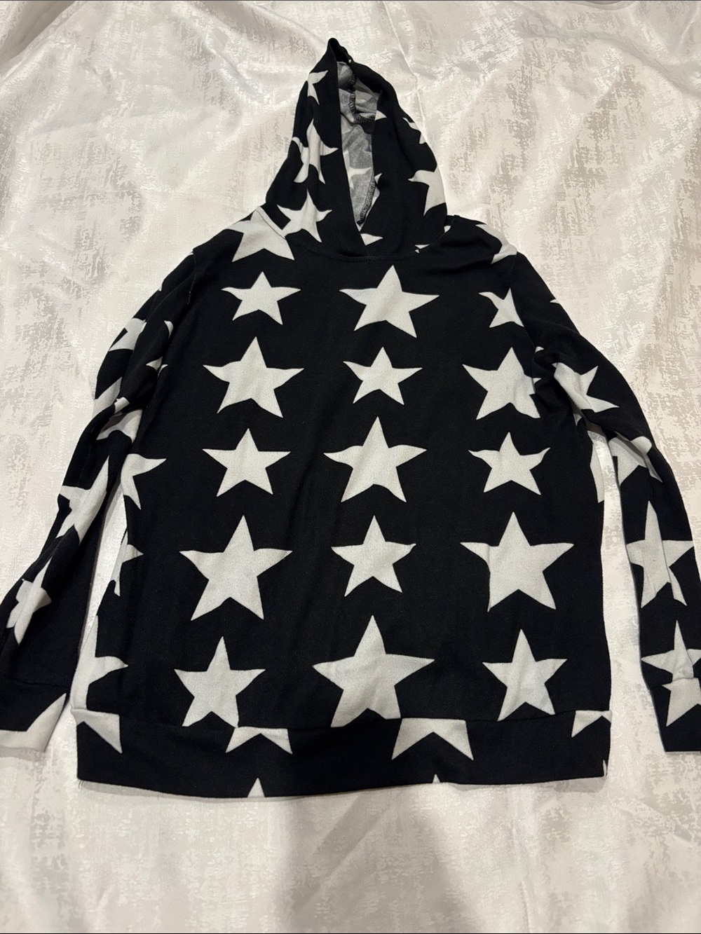 Black Star-Print Hoodie with White Stars